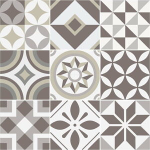 Sada 9 nástěnných samolepek Ambiance Tiles Azulejos Geometric