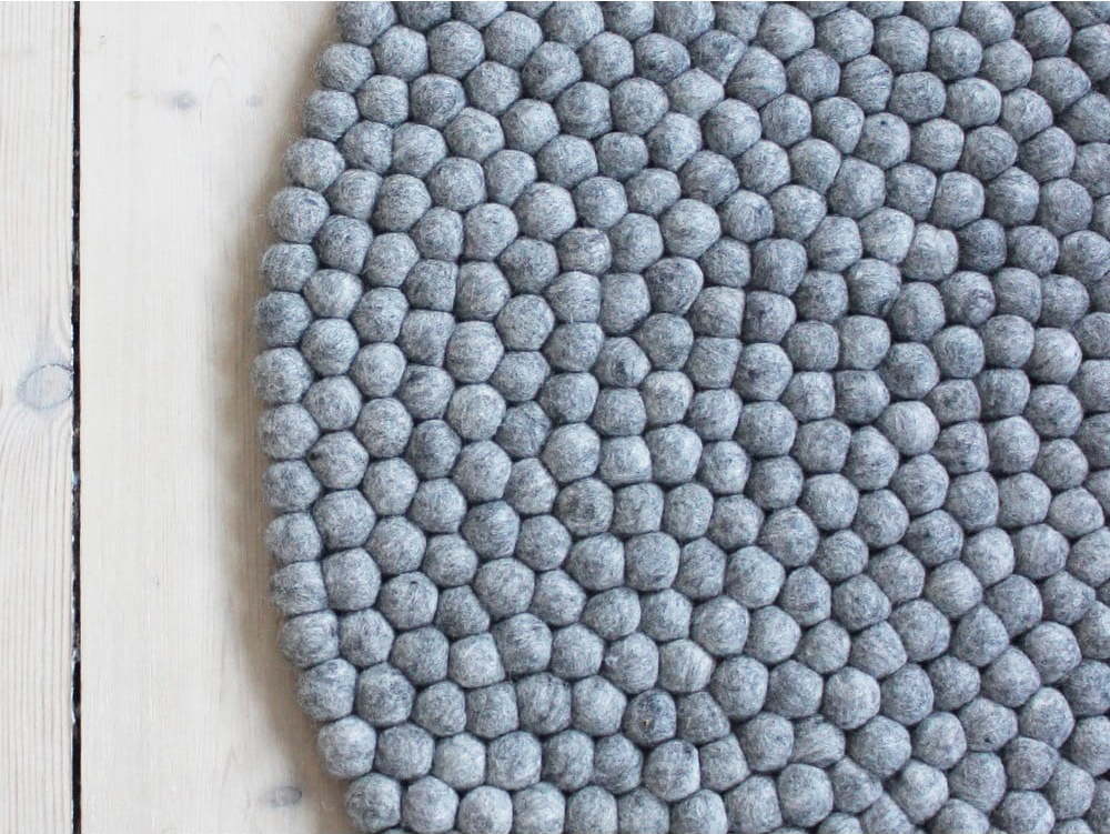 Ocelově šedý kuličkový vlněný koberec Wooldot Ball Rugs